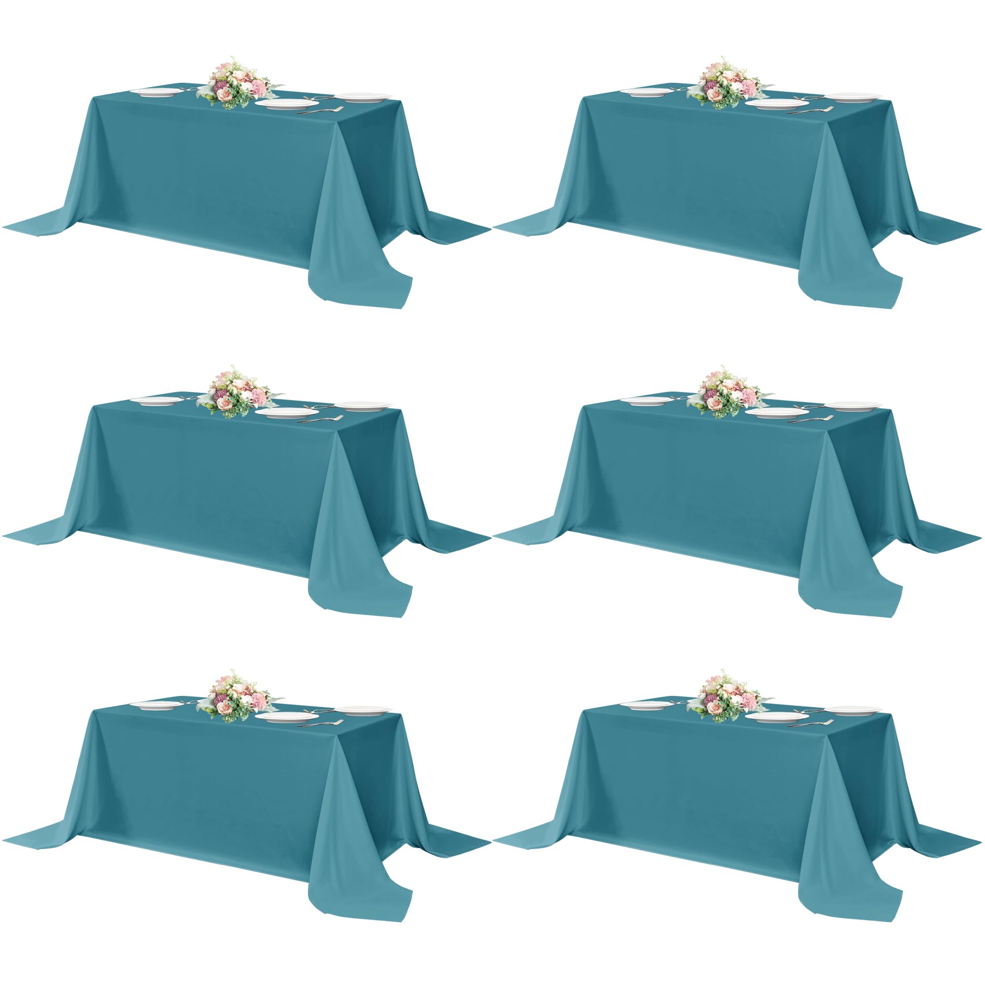 sancua Rectangle Tablecloths for 4ft Tables, 6 Pack - 60x84 Inch - Beige Washable Fabric Cloth Table Cloth for Wedding, Party, Birthday, Banquet, Reusable Polyester Table Covers
