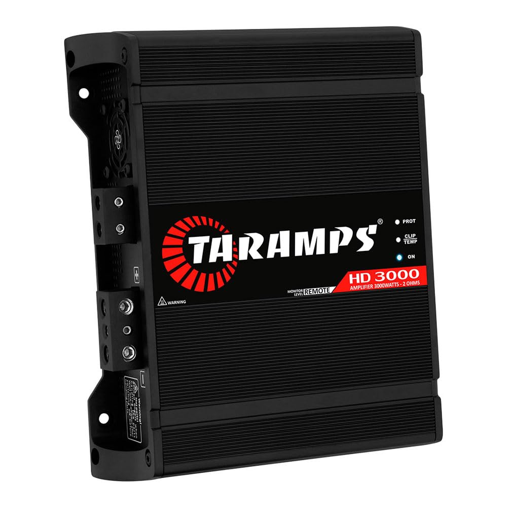 Taramps HD 3000 2 Ohms Black 1 Channel 3000 Watts RMS MAX Full Range Car Audio Monoblock LED Monitor Indicator Class D Amplifier Crossover, HD 3k