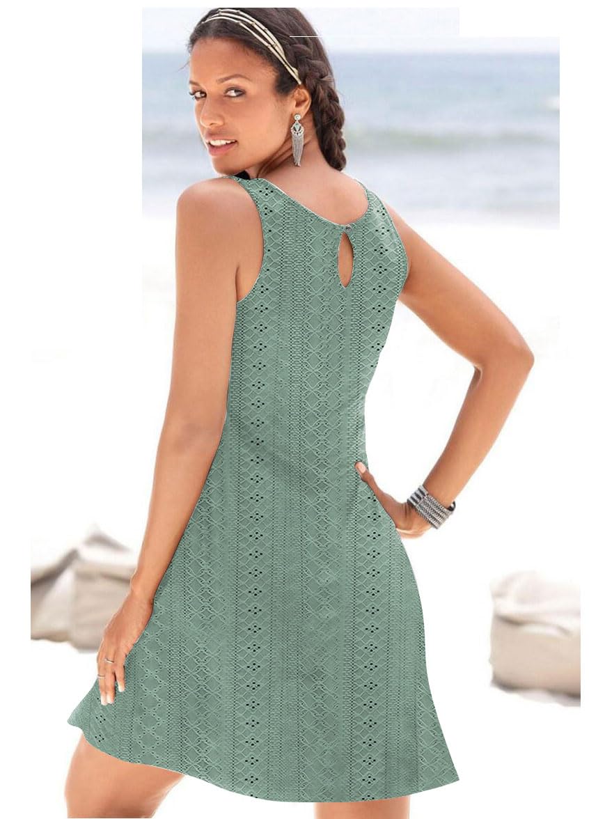 ETCYY NEW Summer Dresses for Women Trendy Boho Floral Print Sundresses Sleeveless Beach Cover Up Dress with Pockets