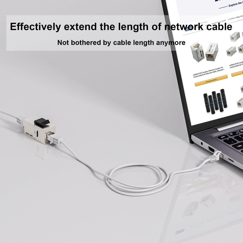 iwillink 10Gbps CAT6 Coupler RJ45 Keystone Shielded Coupler 10-Pack, Ethernet Coupler, Female to Female Keystone Jack, STP Keystone Insert for Cat6/Cat5e Cable