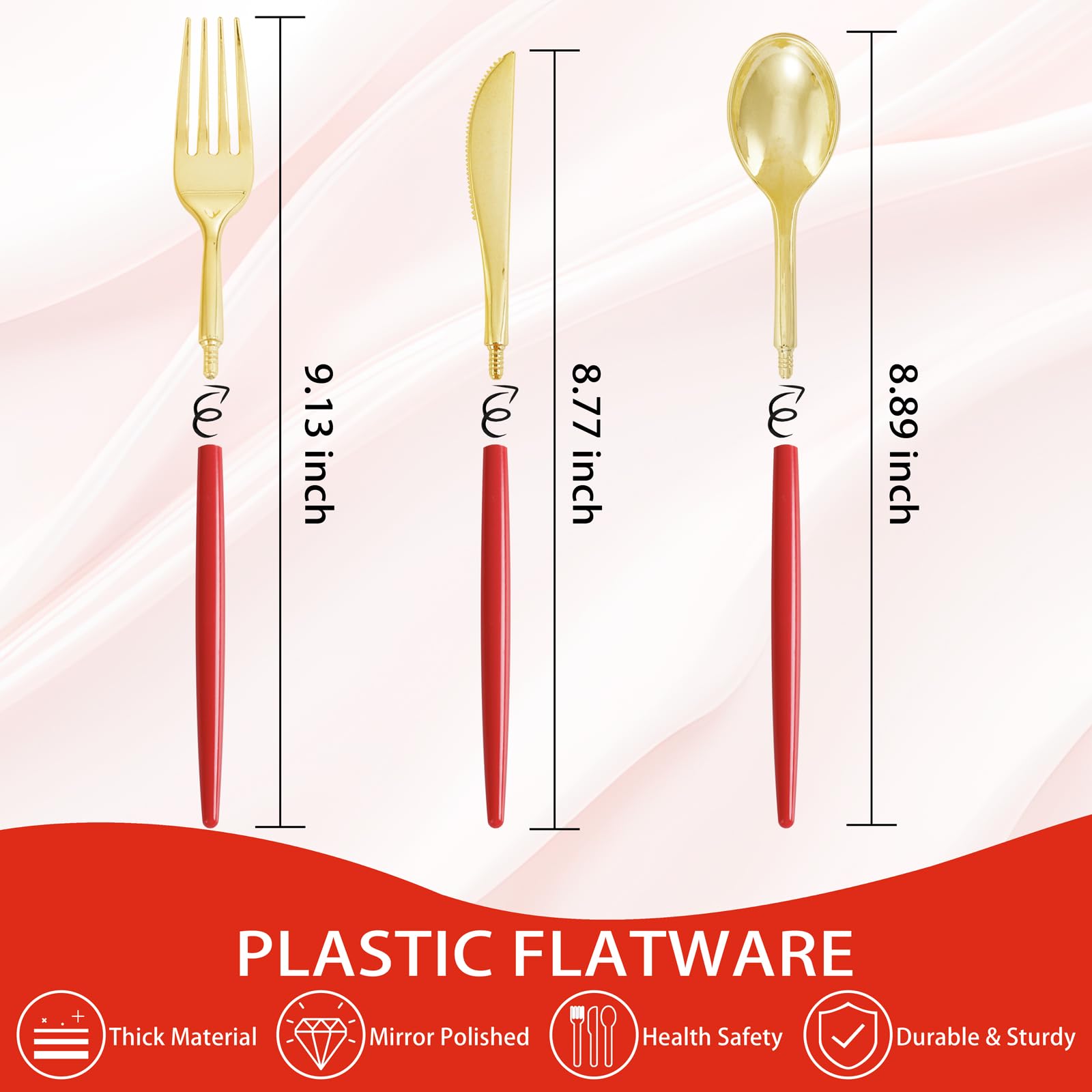 Supernal 102 Pcs Black and Gold Plastic Silverware Set,Heavy Duty Gold Disposable Cutlery for 34 Guests (34 Forks,34 Spoons,34 Knives),Elegant Plastic Flatware for Weddings,Parties & Upscale Events