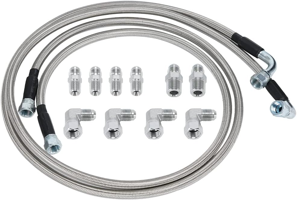 6AN 52" Transmission Fluid Oil Cooler Hose Line kit for GM Chevy Ford GMC Buick Cadillac Cars and Trucks Stainless Steel Braided PTFE Hose