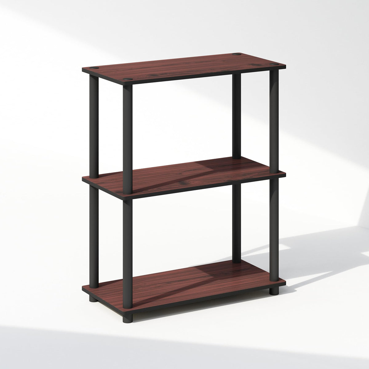 Furinno Turn-N-Tube Book Shelf, 4-Tier Bookshelf, Bookcase with Multipurpose Compact Display Rack, 11.6 x 23.6 x 43.2, for Living Room, Bedroom, Home Office, Americano/Black