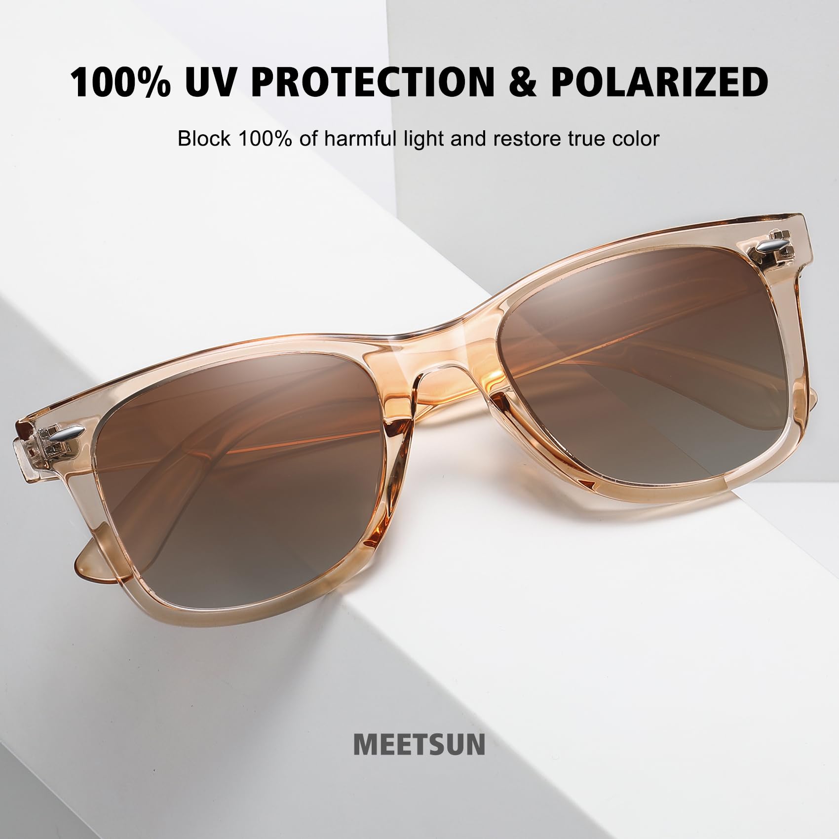 MEETSUN Retro Polarized Sunglasses for Women Men Classic Mirror Lens Driving Trendy Sun Glasses UV Protection (3 Pack)