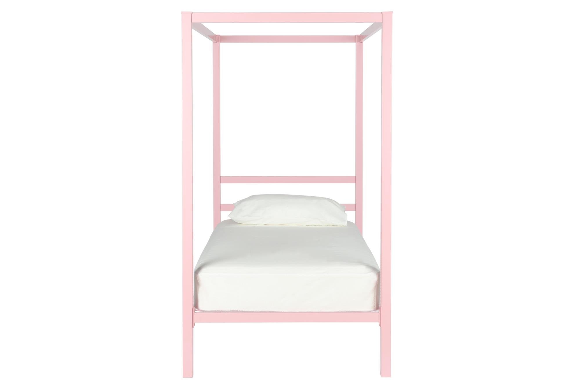 DHP King Metal Canopy Bed, Modern Design with Built-In Headboard, Sturdy Frame, No Box Spring Needed, Gunmetal Gray