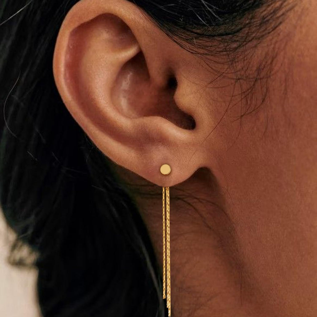 Gold Earrings for Women, 14K Gold Plated Tassel Dangle Earrings for Women Trendy Hypoallergenic Long Chain Earring Dainty Pearl Drop Earrings Elegant Wedding Earring Fashion Jewelry for Womens