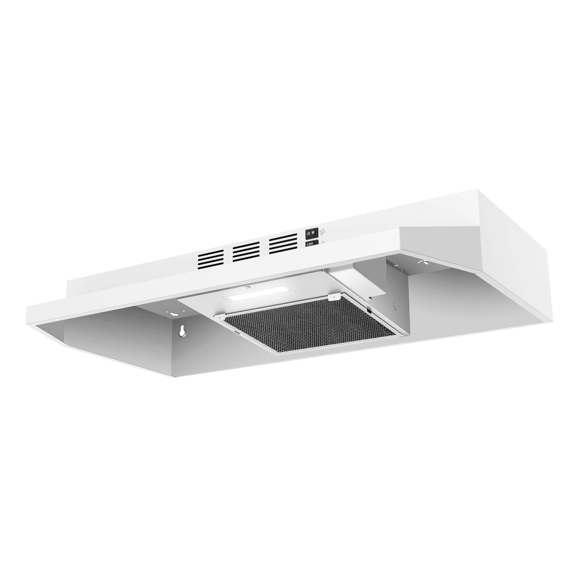 SNDOAS Black Range Hood 24 inch,Ducted/Ductless Range Hood Under Cabinet,Black Coating Stainless Kitchen Exhaust Hood with 2-speed Fan,230 CFM,Rocker Switch,Hard-wired Stove Vent, Ventless Hood