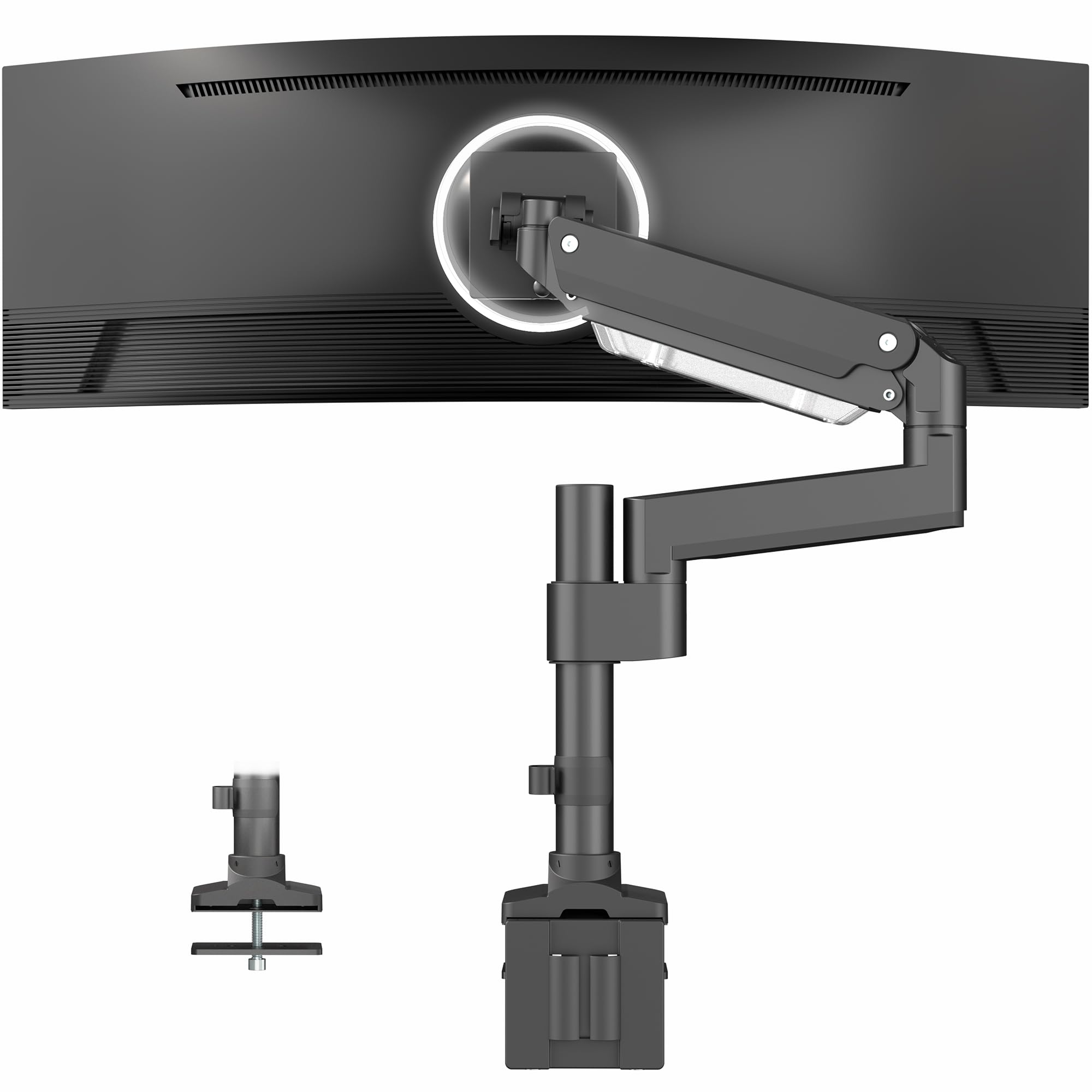VIVO Premium Aluminum Tall Extended Monitor Arm for Ultrawide Monitors up to 49 inches and 33 lbs, Single Desk Mount Stand, Pneumatic Height Adjusting, Max VESA 100x100, Black, STAND-V101GT