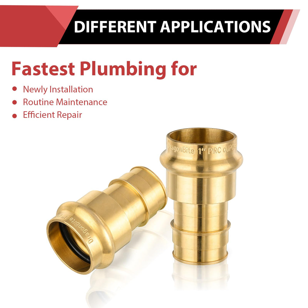 (Pack of 2) EFIELD 1" Copper Press X 1" PEX Crimp Coupling Brass Adapters For Copper and Pex Pipe Connection,(PEX1807388-2PCS)