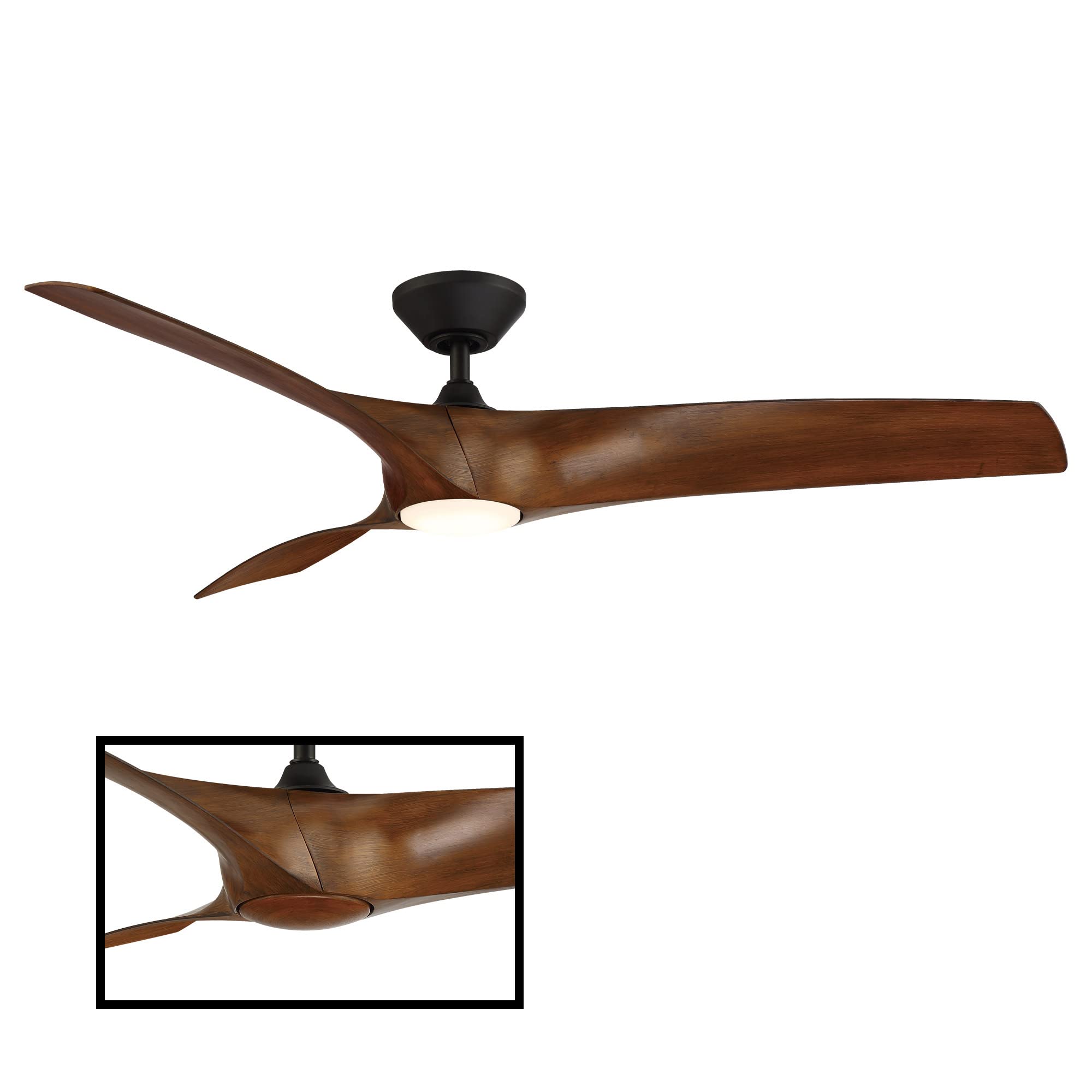 Modern Forms Zephyr Smart Indoor and Outdoor 3-Blade Ceiling Fan 52in Bronze/White Oak with Adjustable CCT 2700K-3000K-4000K-5000K LED Light Kit and Remote Control