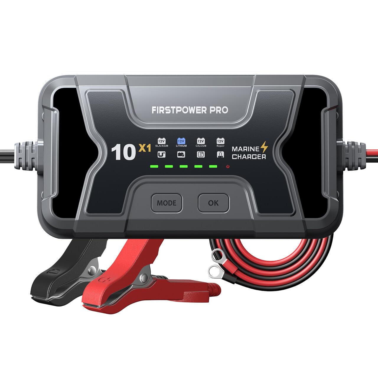 Marine Battery Charger 5X1: 1-Bank, 5A Onboard Battery Charger - 5A Per Bank, 12V Waterproof Boat Batter Charger for SLA/AGM, Lithium, Calcium - Charged 24/7