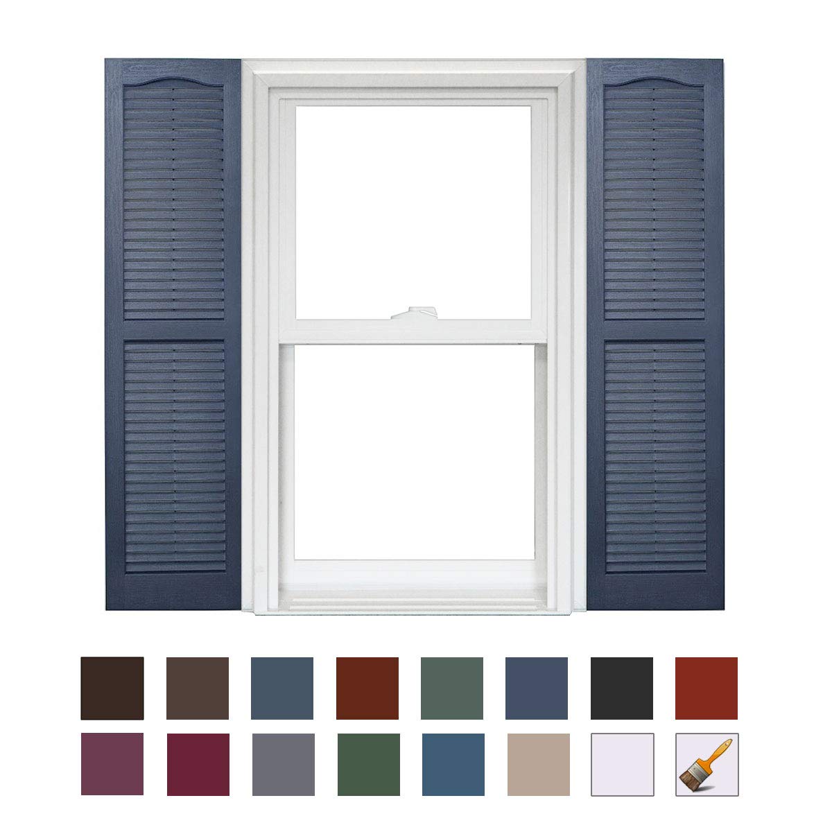 Homeside Open Louver Shutter 1 Pair 14-1/2in. x 25in. 330 Berry - Premium Exterior Vinyl | Classic Slatted Design | Fade-Resistant Color-Through | Easy Installation | Made in USA