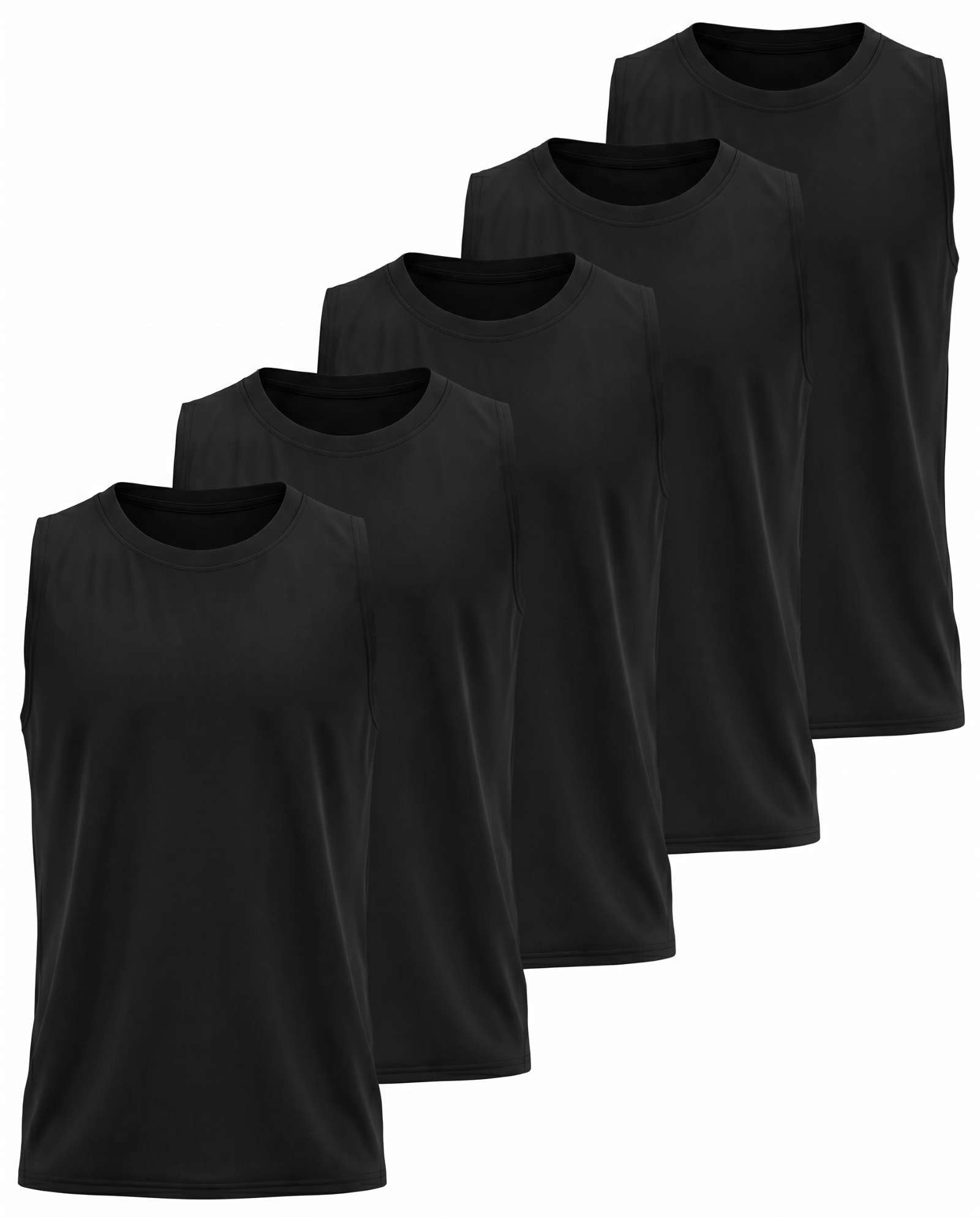 Real Essentials 5 Pack: Boys Dry-Fit Active Athletic Performance Tank Top