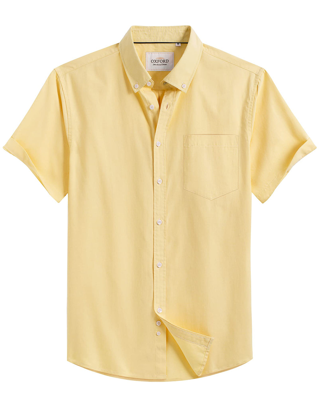 Alimens & Gentle Men's Short Sleeve Oxford Shirt Regular Fit Button Down Collar Shirts with Pocket
