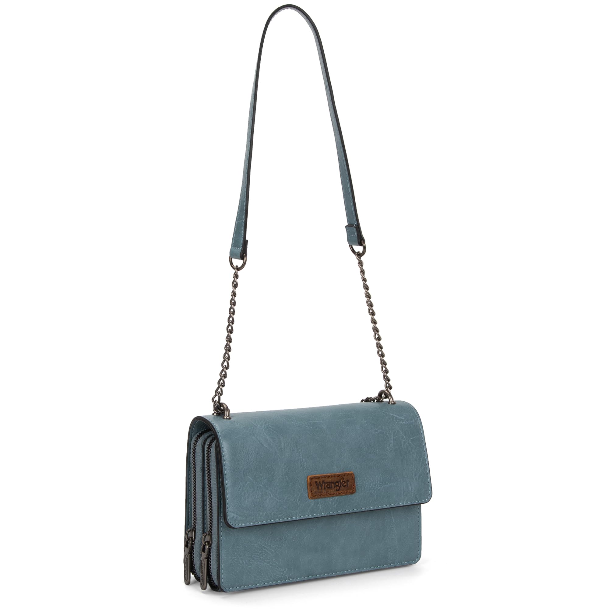 Wrangler Flap Crossbody Purse for Women Shoulder Bag Vintage Wallets with Chain Strap