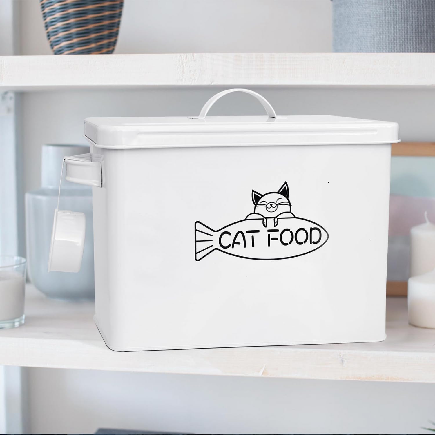 Vumdua Dog and Cat Food Storage Container, Farmhouse Pet Food Containers with Lid and Dry Food Scoop, Durable Airtight Great Gift for Pet Owners