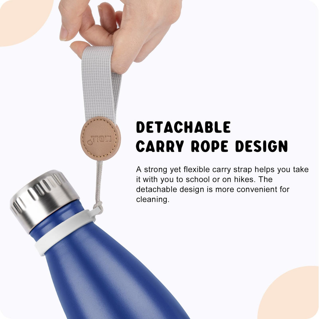 9 oz Water Bottle for Kids-Small Stainless Steel Water Bottle for School Vacuum Insulated Metal Leak Proof Cola Shape Water Flask for Boys Girls(Baby Blue)