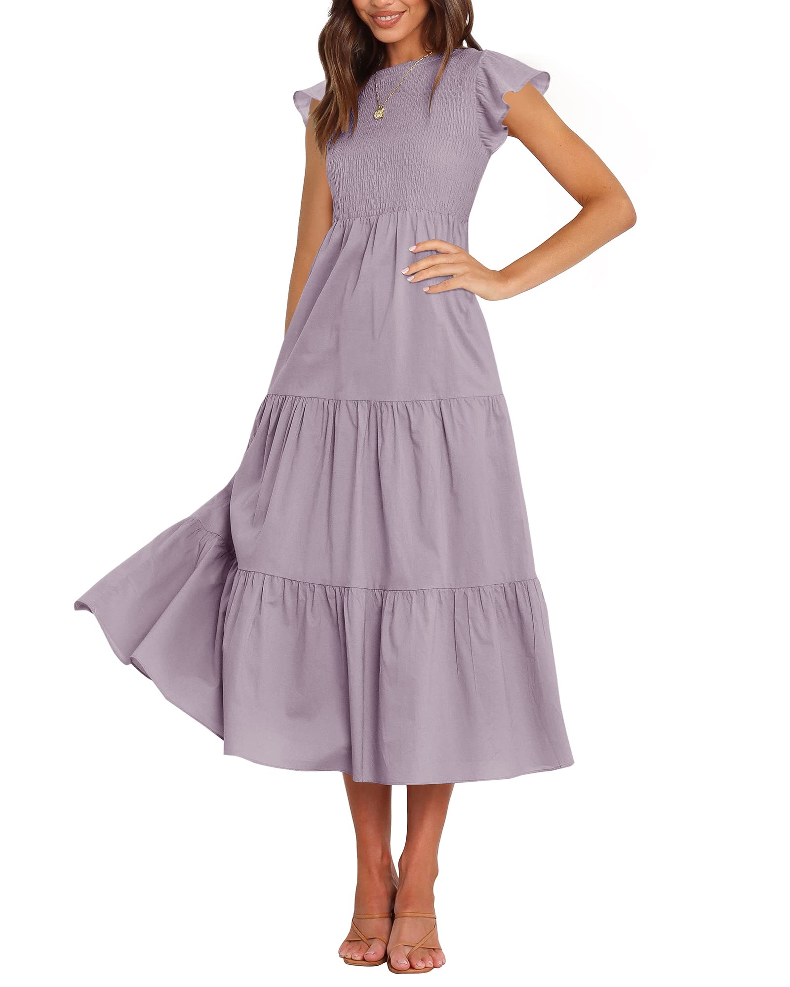 BTFBM Women Casual Short Sleeve Crew Neck Summer Dress Bohemian Floral Printed Flowy Maxi Dresses Tiered Cocktail Dress