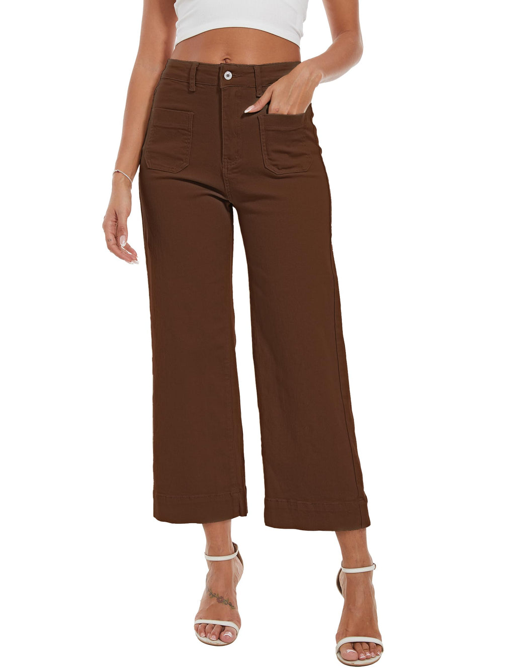 Wide Leg Jeans for Women Trendy High Waisted Flare Jeans Cropped Pants Stretchy Baggy