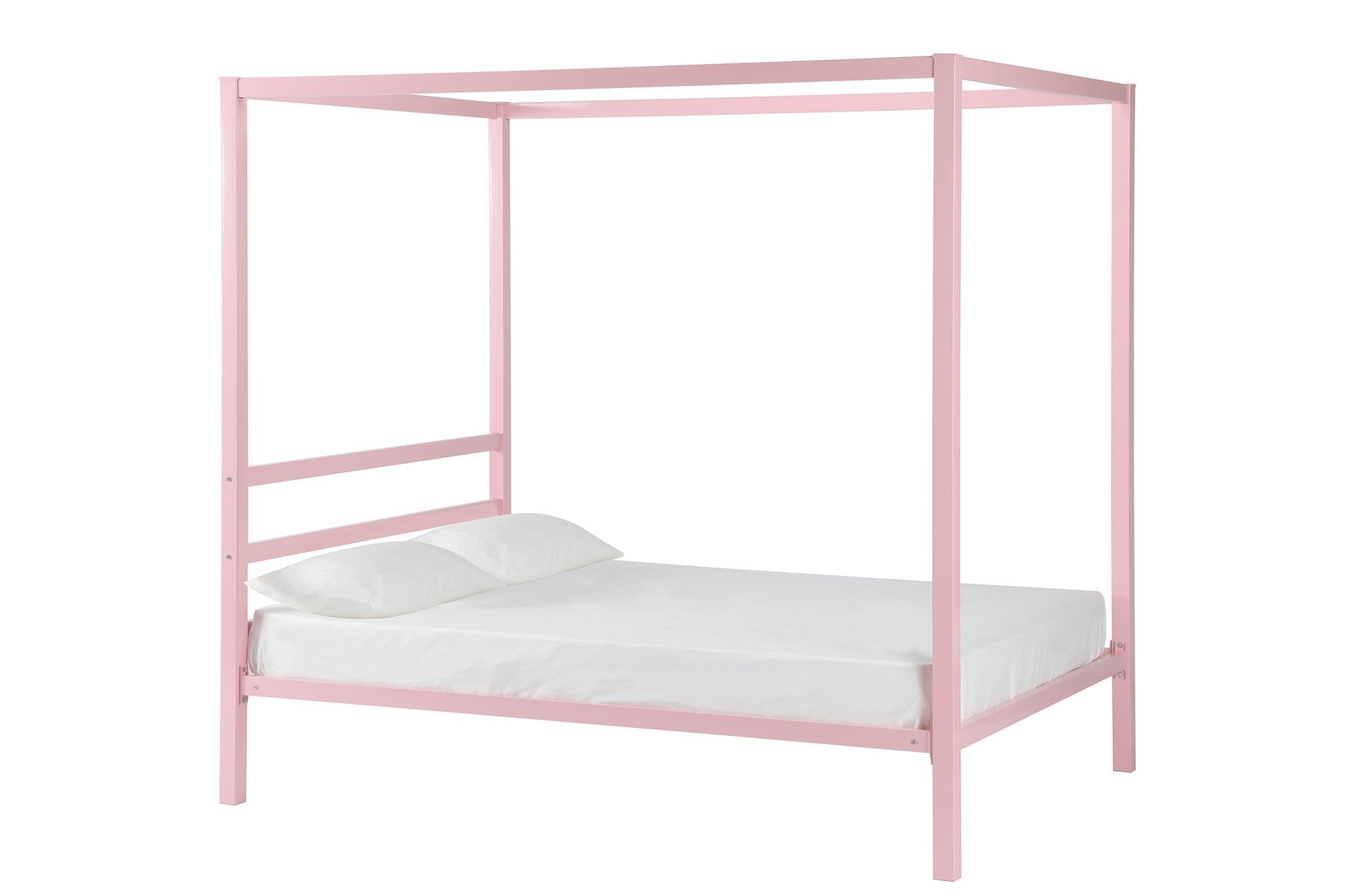 DHP King Metal Canopy Bed, Modern Design with Built-In Headboard, Sturdy Frame, No Box Spring Needed, Gunmetal Gray