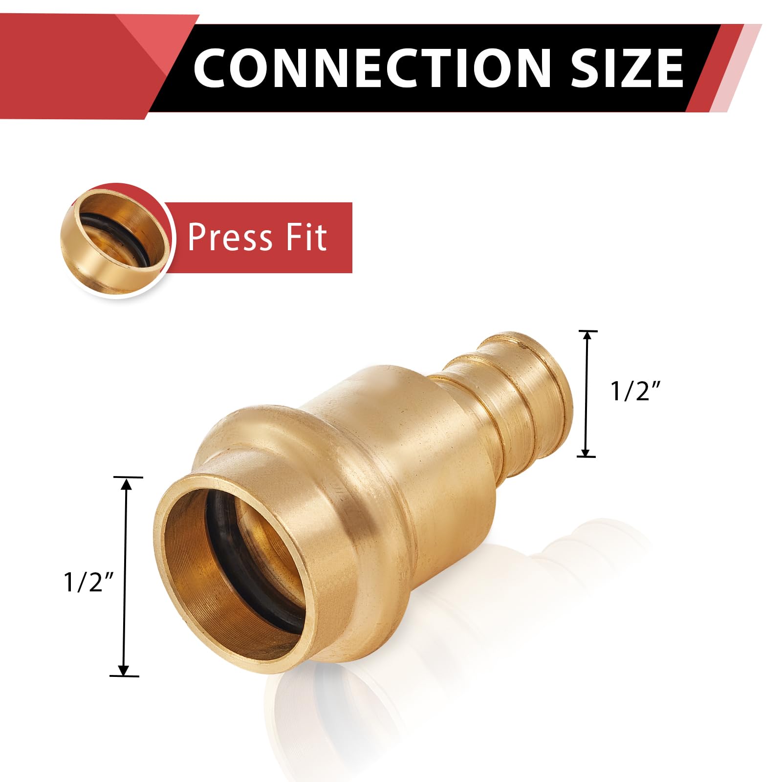 (Pack of 2) EFIELD 1" Copper Press X 1" PEX Crimp Coupling Brass Adapters For Copper and Pex Pipe Connection,(PEX1807388-2PCS)