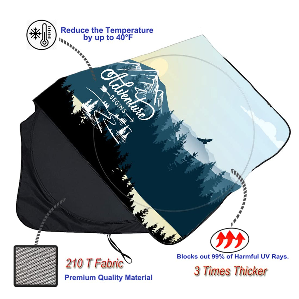 Gven Windshield Sun Shade for Car Front Window Cover Sunshades Visor Automotive Sun Shield for Full-Size Sedan & SUV, Mid-Size SUV, Sports Cars Mid-Size Pickup Truck Car Accessories(Abstract, L)