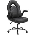 OLIXIS Computer Gaming Desk Chair - Ergonomic Video Game with Comfy Lumbar Support and headrest, PU Leather with Flip-up Arms, Adjustable Height and Swivel Wheels, for Adults, Black