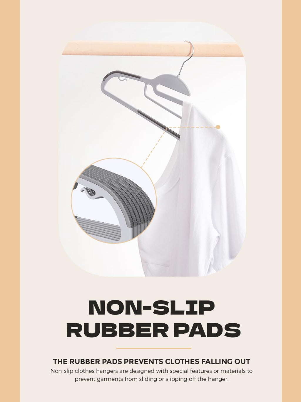 HOUSE DAY Slim Plastic Hangers with Non Slip Rubber Pads, 30 Pack, Black | Space saving closet organizer, heavy duty S-shape, rubber grip pads help keep shirts, suits, coats, pants, skirts in place