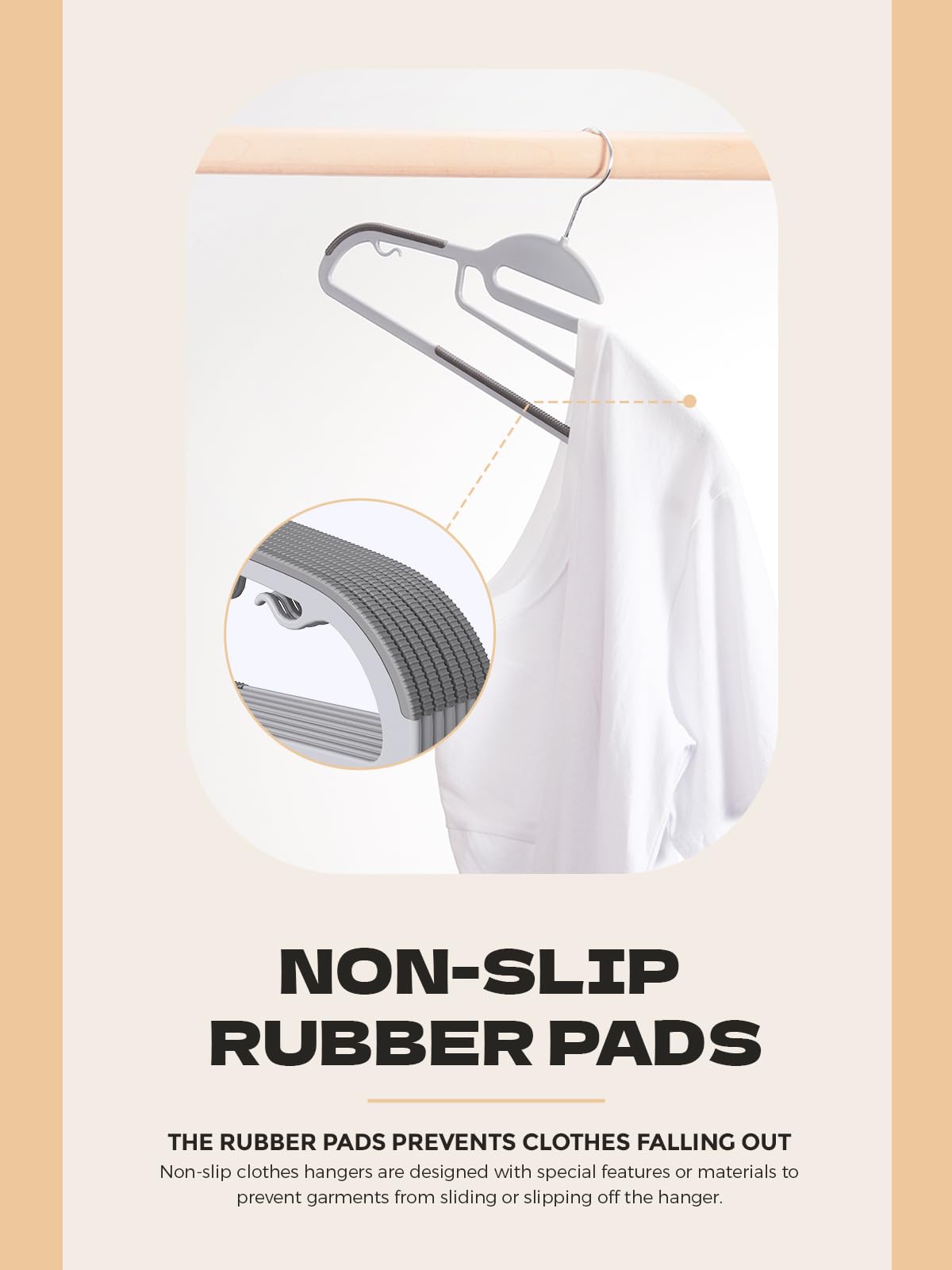 HOUSE DAY Slim Plastic Hangers with Non Slip Rubber Pads, 30 Pack, Black | Space saving closet organizer, heavy duty S-shape, rubber grip pads help keep shirts, suits, coats, pants, skirts in place
