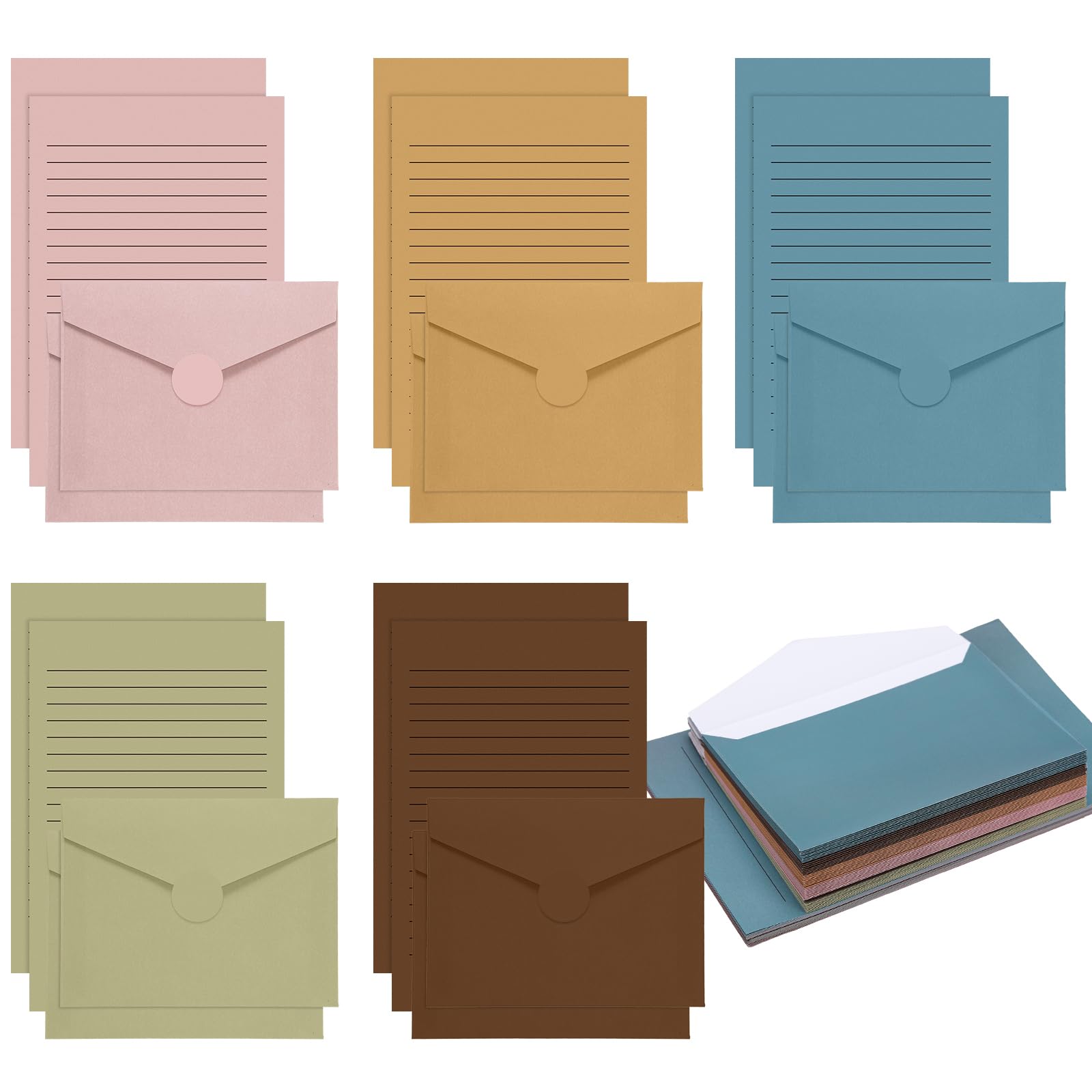 100 Pcs Stationery Lined Stationery Paper and Envelopes Set Includes 50 Letter Writing Paper and 50 Envelope for Office, 5.5 x 8.25 Inch(Blue)