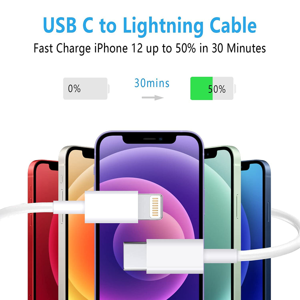 USB C to Lightning Cable 3Pack 3FT [MFi Certified] iPhone Fast Charger Cable USB-C Power Delivery Charging Cord for iPhone 14/13/12/12 PRO Max/12 Mini/11/11PRO/XS/Max/XR/X/8/8Plus/iPad, White