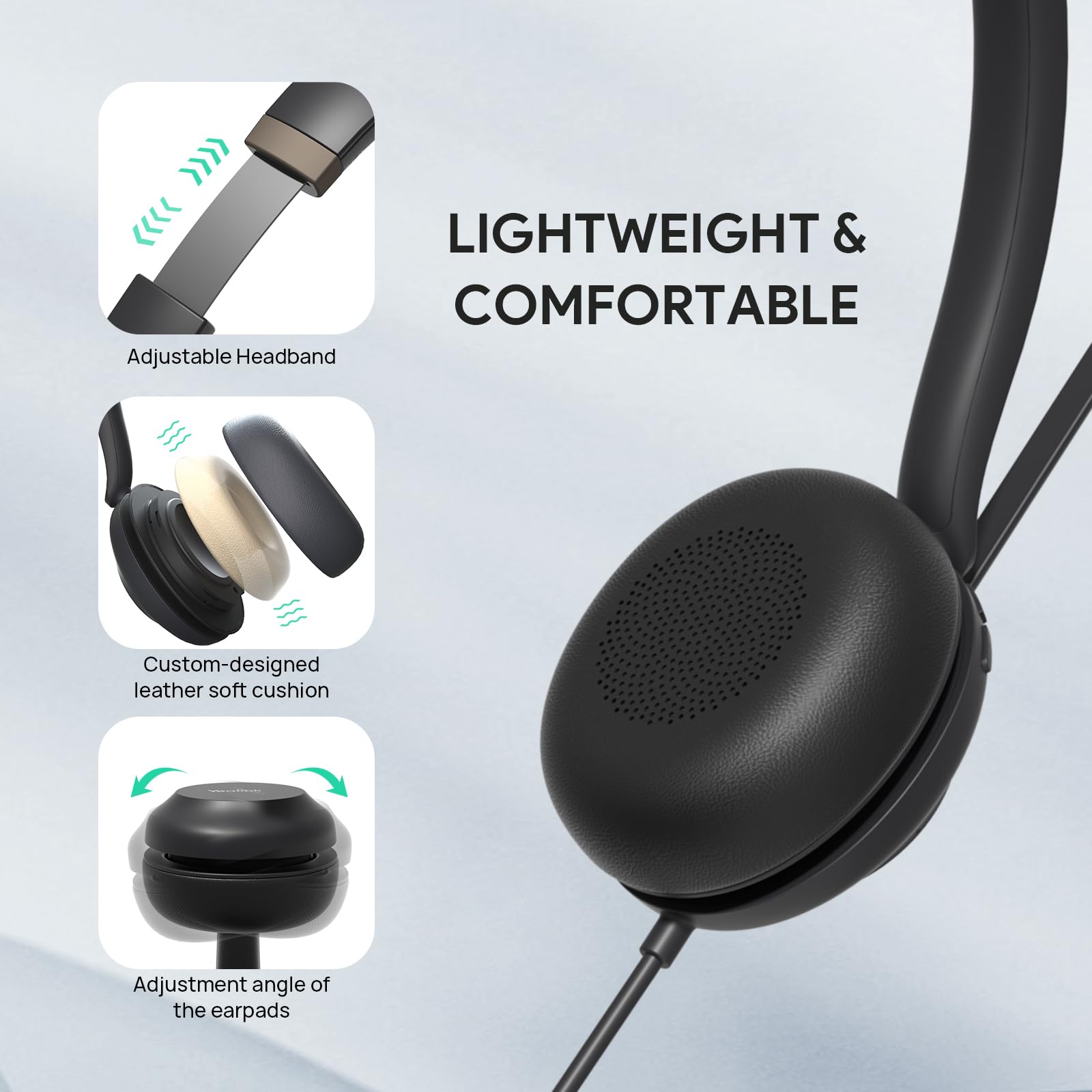 Yealink USB Wired Mono Headset,UH37 Computer Headset with Noise Cancelling Microphone,USB-A/C Call Center Headset for Teams,Zoom,Computer PC Laptop