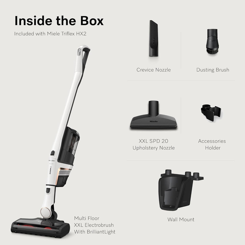 Miele Triflex HX2 Self-Standing Cordless Stick Vacuum Cleaner, 60 min runtime, Lotus White / Rose Gold