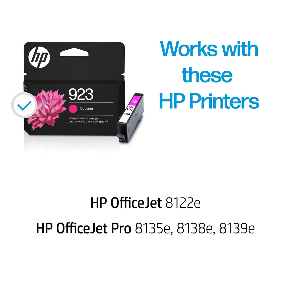 HP 923 Cyan Ink Cartridge | Works with OfficeJet 8120, Pro 8130 Series | 4K0T0LN