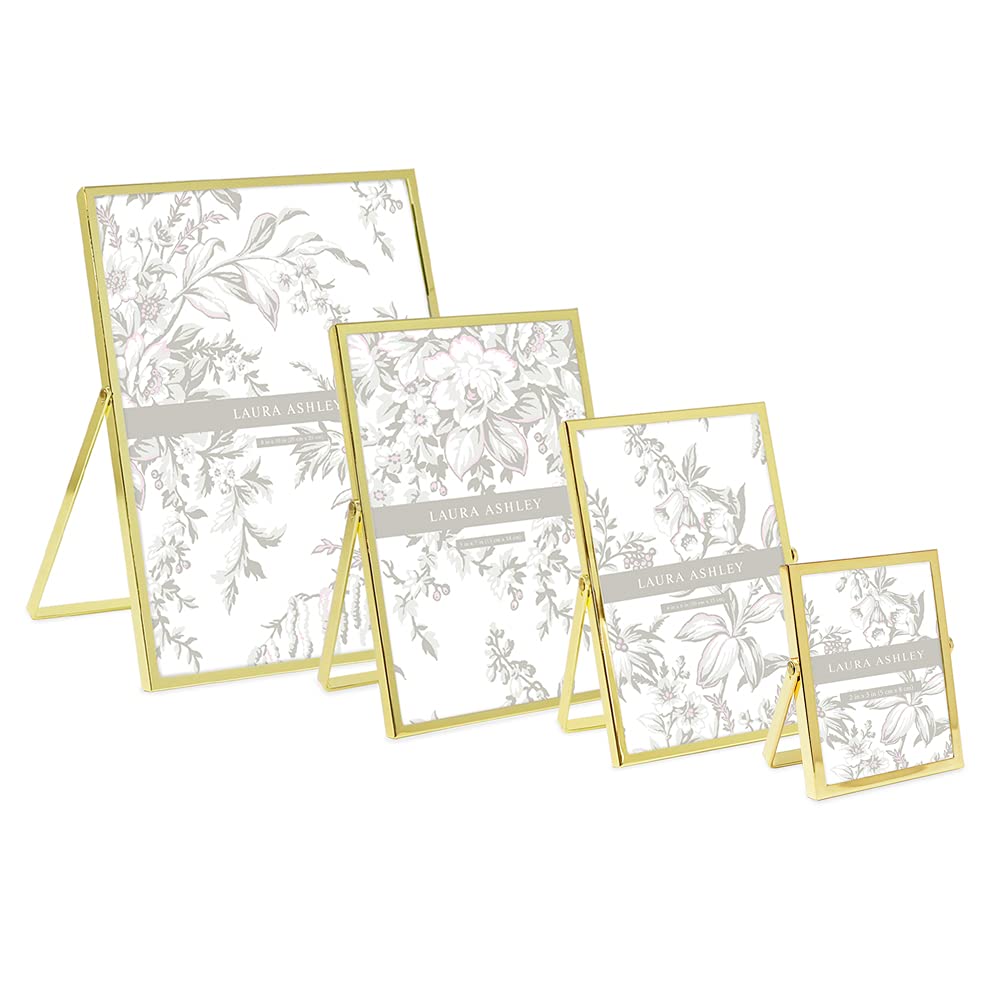 Laura Ashley 2x3 Rose Gold Flat Metal Picture Frame (Vertical) with Pull-Out Easel Stand, Made for Tabletop, Counterspace, Shelf and Desk (2x3, Rose Gold)