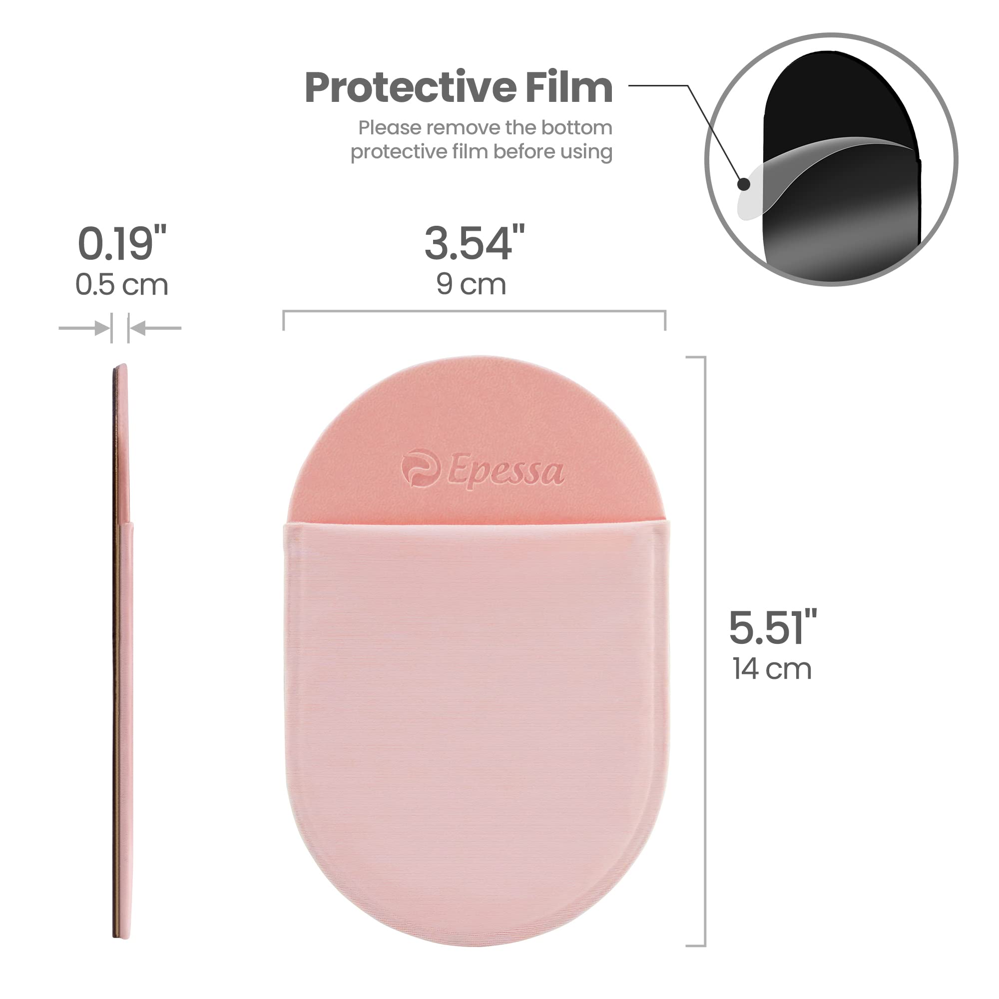 Epessa Universal Stick-On Mouse Pouch, Holder for Wireless Mouse, Sleeve for Laptop, Reusable Adhesive, No Glue Residue, Compatible with iPad or MacBook (Black)