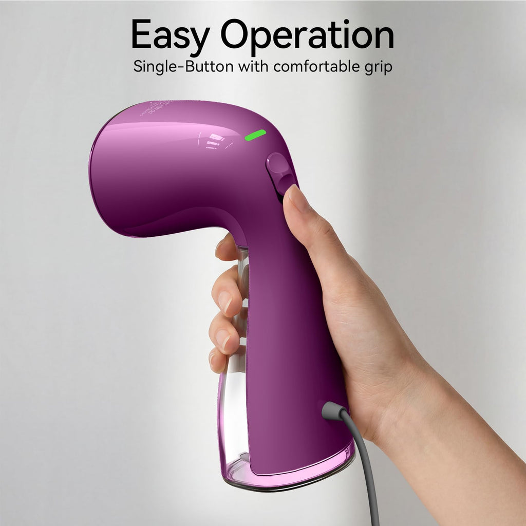 HiLIFE Steamer for Clothes, Portable Handheld Design, 240ml Big Capacity, 700W, Strong Penetrating Steam, Removes Wrinkle, for Home, Office and Travel(ONLY FOR 120V) (Olive Green)