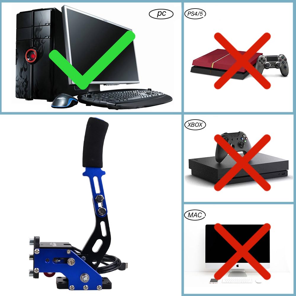 CNRAQR PC Racing Game USB Handbrake for 16Bit SIM for Racing Games, Compatible with G27 G29 G920 G923 T500 T300 Simulate Linear Handbrake（With Fixing Clip and Plate