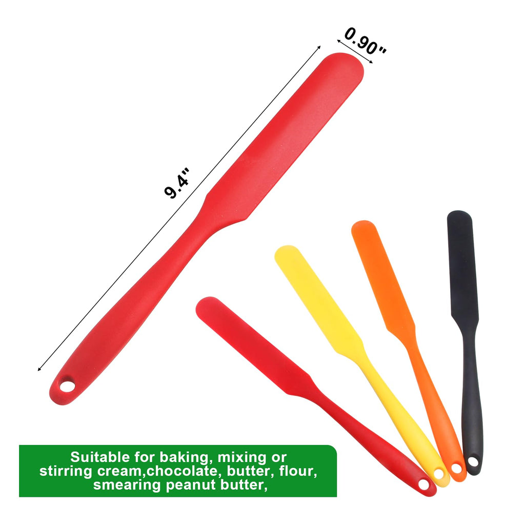 4 Pcs Silicone Jar Spatulas, Non-Stick Heat Resistant Cake Cream Spatulas Set, 9.8 inch Cake Cream Butter Spatulas(4 colors）