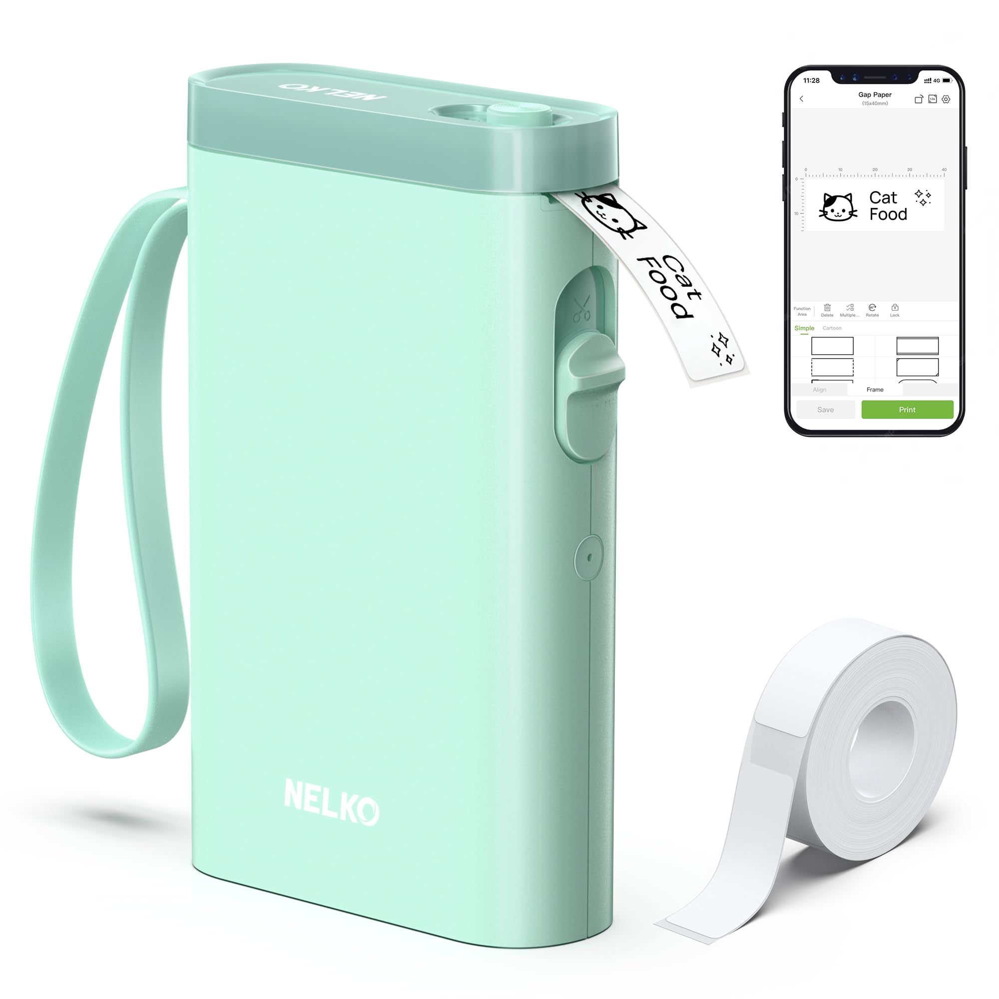 Nelko Label Maker Machine with Tape, P21 Bluetooth Label Printer, Wireless Mini Label Makers with Multiple Templates for School Office Home, White