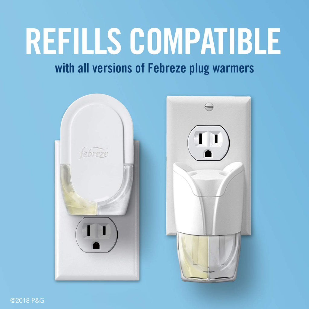 Febreze Plug in Air Freshener, Odor-Fighting Scented Oil Starter Kit, Air Fresheners for Home and Bathroom and Kitchen, Long Lasting for Strong Odors, Ocean Scent, Warmer + 2 Refill