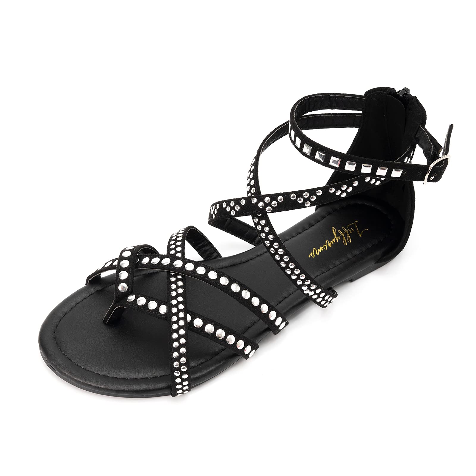 Luffymomo Women's Gladiator Strap Sandals Flat Fisherman Thong Cross Strappy Sandals