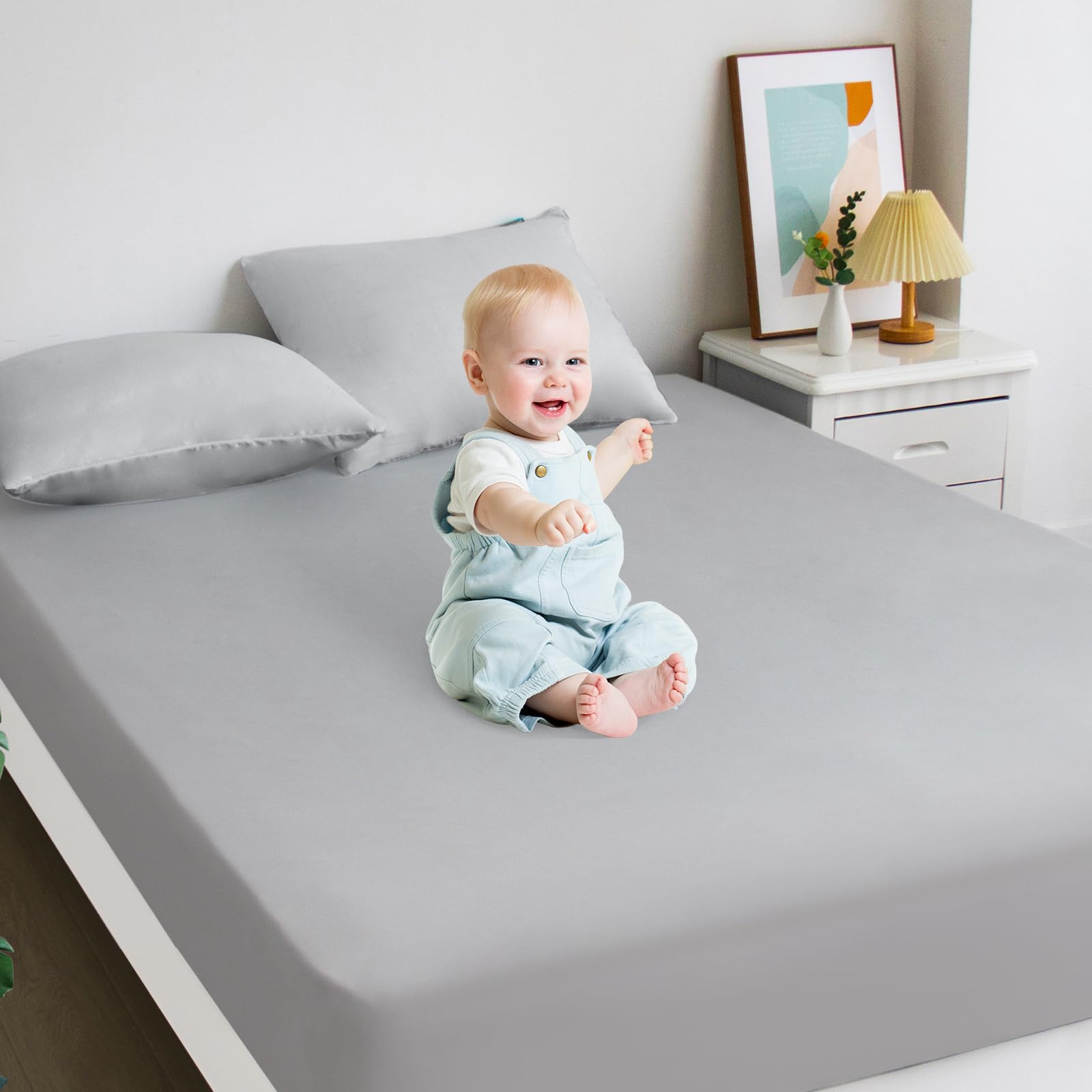 2 Pack Twin Mattress Protector Waterproof, Noiseless & Soft Coverage Mattress Fitted Sheet Twin with Deep Pocket up to 14", Super Breathable & Easy Wash Twin Size Mattress Protector