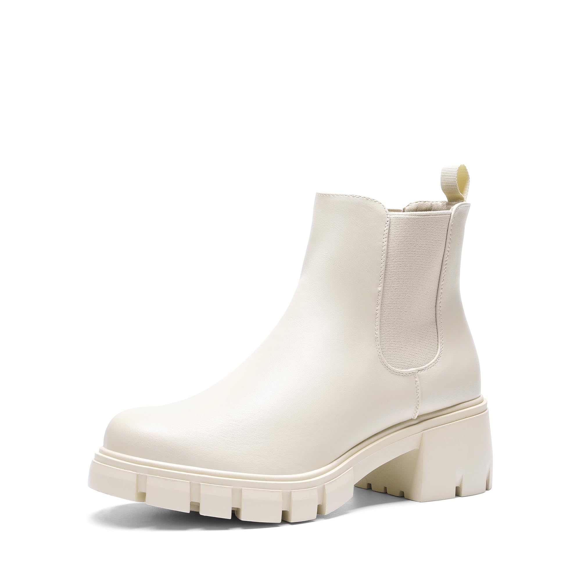 DREAM PAIRS Women's Elastic Chelsea Ankle Boots Platform Low Chunky Block Heel Lug Sole Slip on Fall Heeled Booties Shoes