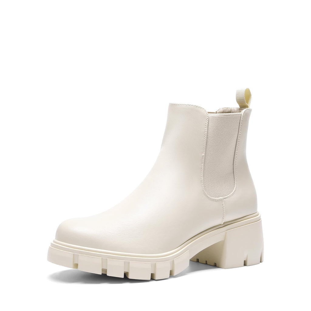 DREAM PAIRS Women's Elastic Chelsea Ankle Boots Platform Low Chunky Block Heel Lug Sole Slip on Fall Heeled Booties Shoes