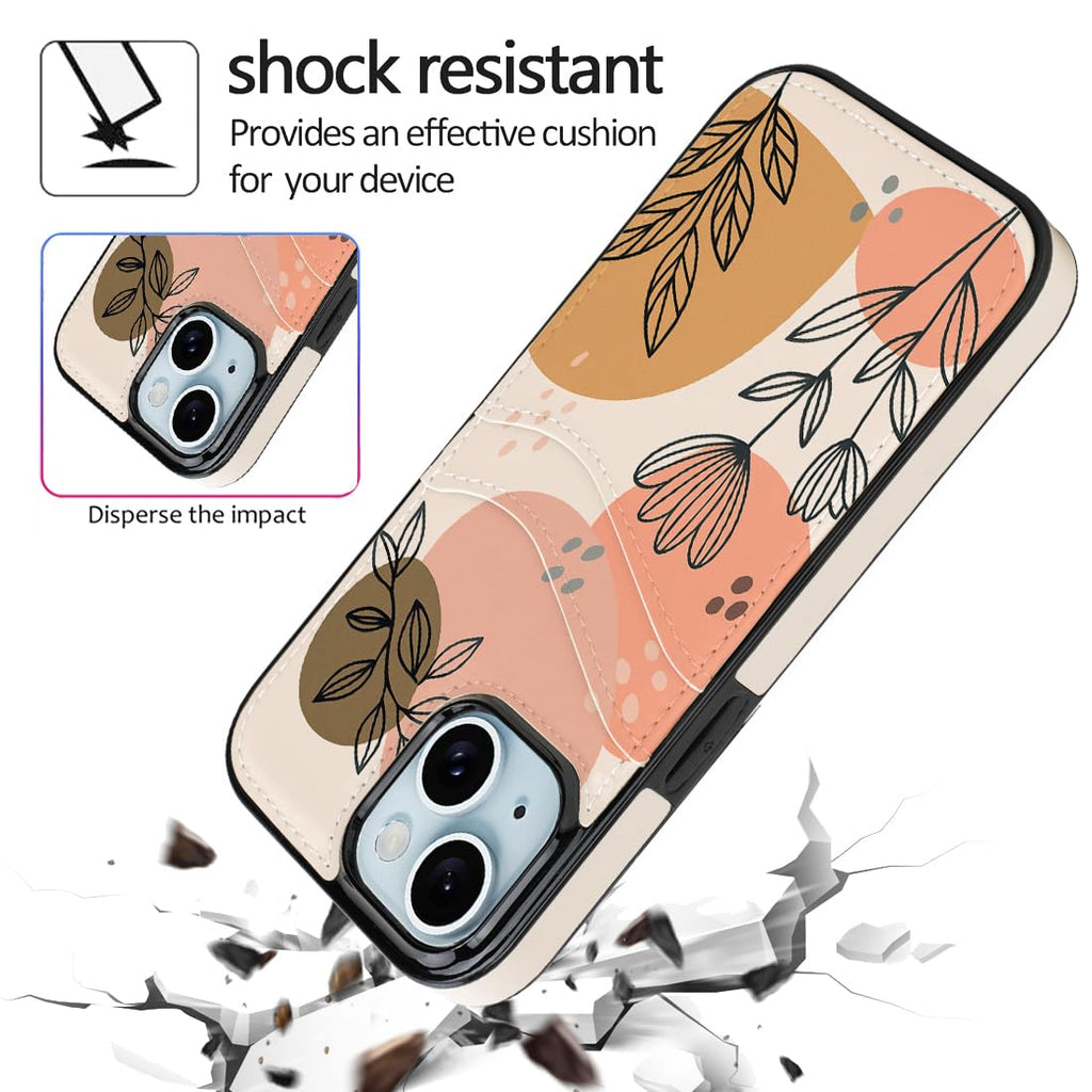 for iPhone 11 6.1 inch Case with Card Holder Soft Leather Wallet Case Protective Shockproof Hard Cover for Women Man (Blue Floral, iPhone 11 6.1 inch)