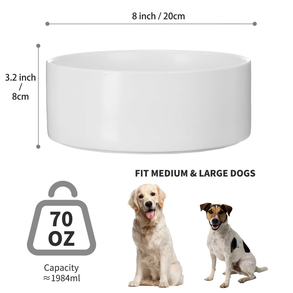 6'' Ceramic Raised Dog Bowl - 30Oz Dog Food & Water Bowl with Elevated Non-Slip Bamboo Stand, Dishwasher & Microwave Safe, Anti Vomiting Heavy Duty Pet Bowl for Small and Medium Dogs, Black