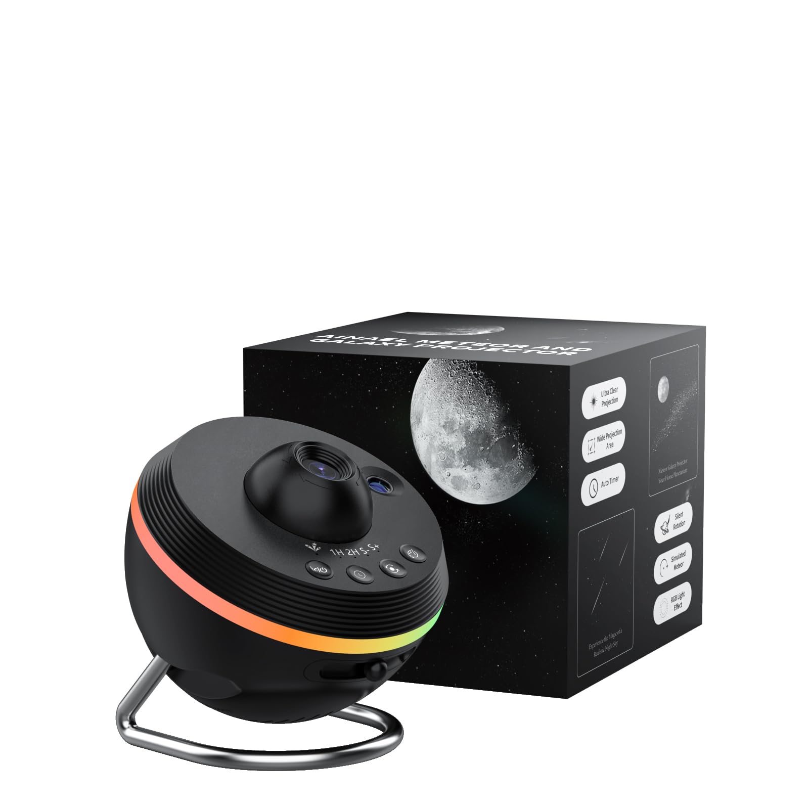 Galaxy Projector, Star Projector Home Planetarium with 1 Glass Projection Disc, 180° Rotatable Starry Sky Night Light with Meteor Effects & Light Strip for Bedroom, Kids & Adults Gift