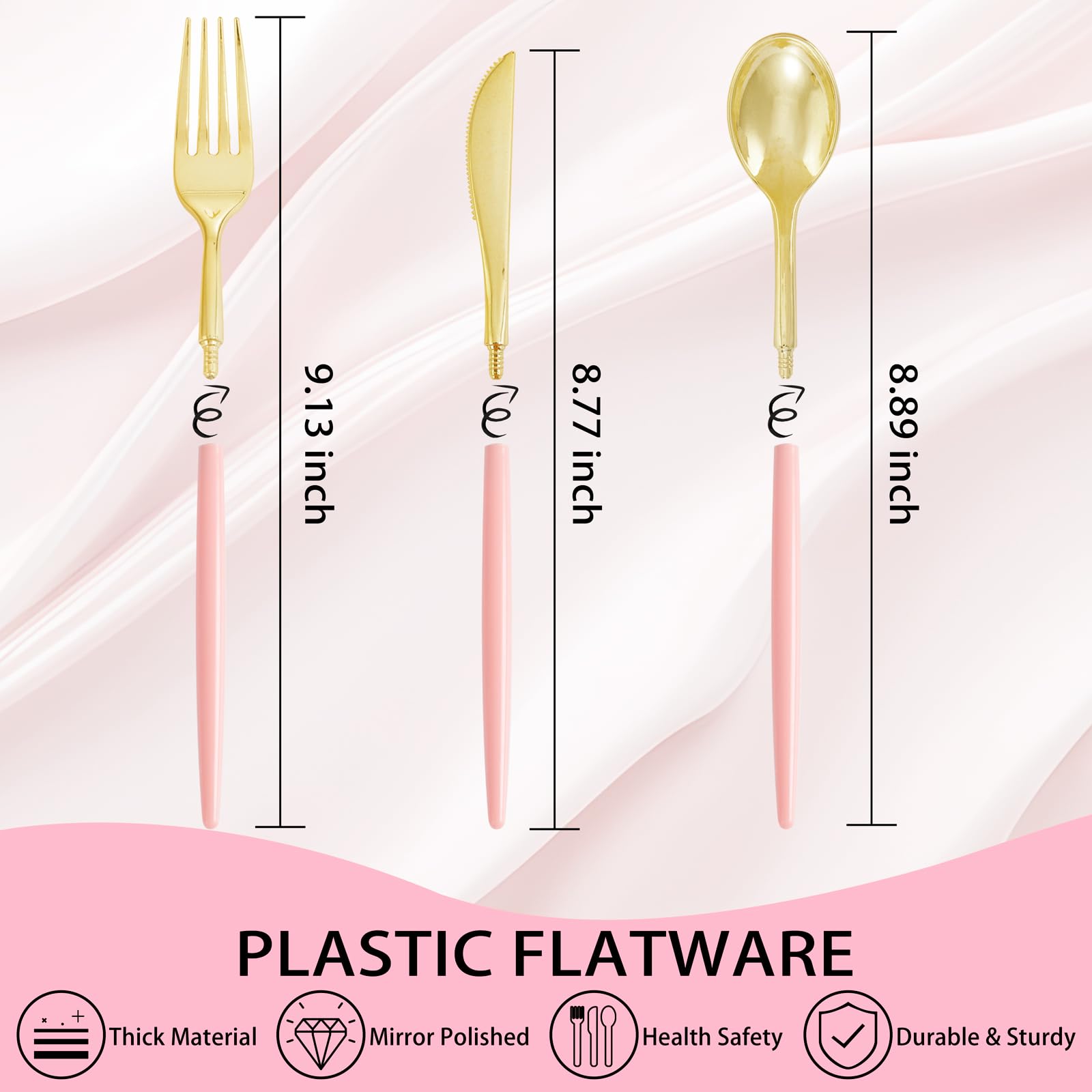 Supernal 102 Pcs Black and Gold Plastic Silverware Set,Heavy Duty Gold Disposable Cutlery for 34 Guests (34 Forks,34 Spoons,34 Knives),Elegant Plastic Flatware for Weddings,Parties & Upscale Events