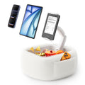 LULULOOK Tablet Pillow Stand, Compatible with iPad, iPhone and 4.7-14.6”Tablet, 360° Adjustable Kindle Pillow Stand for Bed with Ultra Fluffy Fabric & Snack Bowl (Cloudy White)